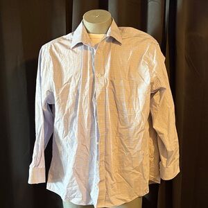 Chaps Men's Light Blue and Orange Plaid Shirt